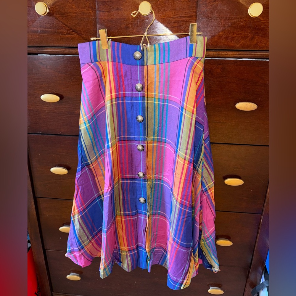 Women’s Multicolor Button-Front Midi Skirt